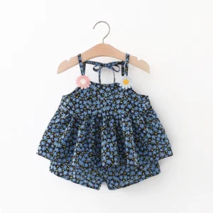 my-11134207-820l5-mf89anj6xx5b9e.webp PRELOVED Baby Girl Top and Pants Blue Size 100